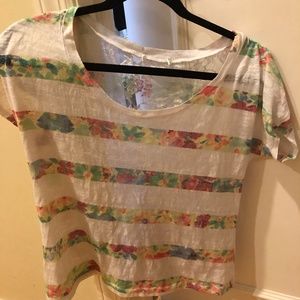 Flower stripe tshirt with lace